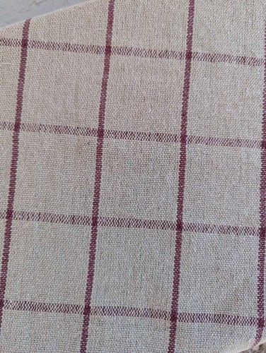 New Primitive Checkered Table Runner Red Tan 32" x 14" Coverlet Short Grain Sack - Picture 2 of 2