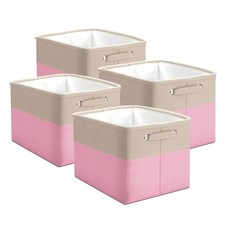 Storage Cubes for Organizing, 4 Pack Linen Fabric Storage Baskets for Shelves...