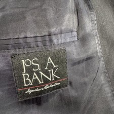 Jos A Bank Signature 44L Navy Blue Wool Herringbone Sport Coat Blazer