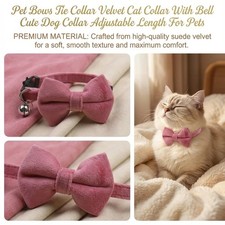 Velvet Cat Collar Bow Tie Bell Adjustable Safety Buckle Puppy Kitten Pet Collar