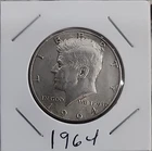1964 Kennedy Half Dollar 90% Silver 50c US Coin Philadelphia Mint AU