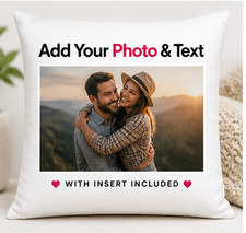 Personalised Photo Cushion 40x40cm Custom Picture Pillow Cover Gift With Filling