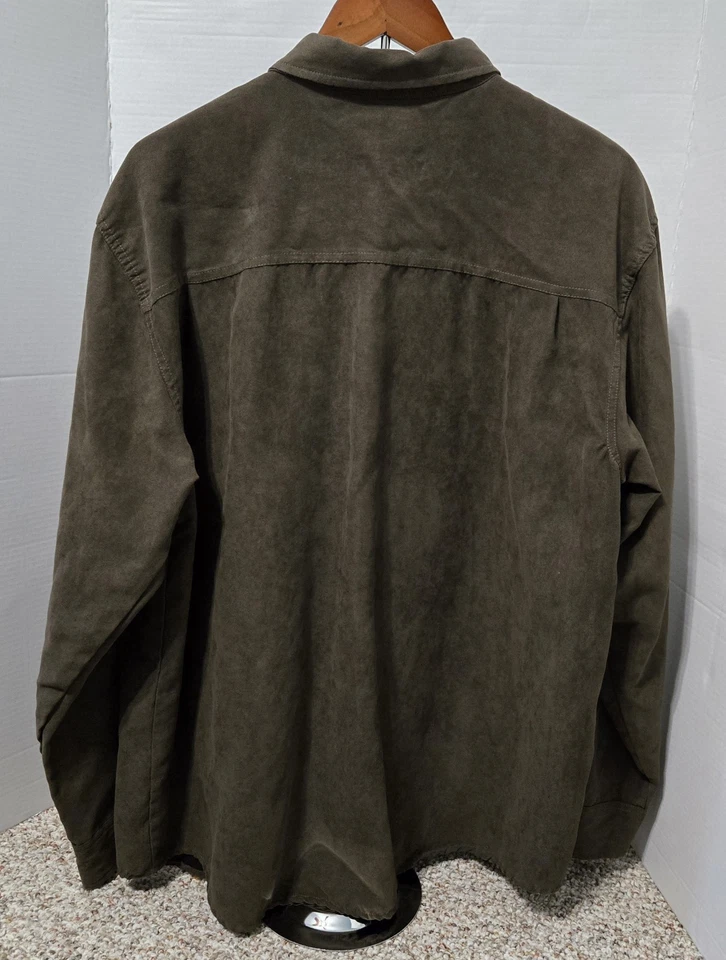 Clearwater Outfitters Men's Brown Faux Suede Long Sleeve Button Up Shirt Size XL - Image 2 of 4