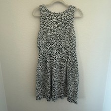 Ann Taylor LOFT Black Ivory Animal Print A Line Dress Office Skater Party Size 6