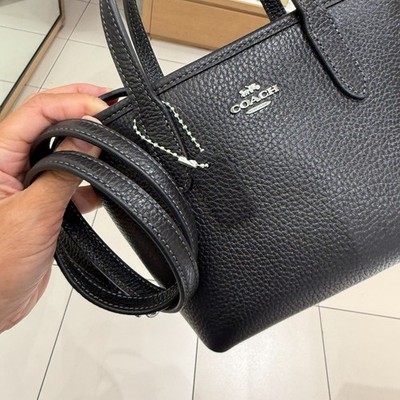 COACH City Mini Tote Bag Leather CW031 Silver /Black | eBay