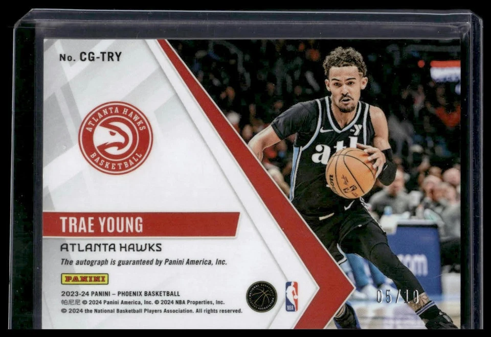 2023-24 Panini Phoenix #CG-TRY Trae Young Calligraphy Gold #/10 - Image 2 of 2