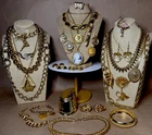 Vintage GoldTone Lot Coins Unbranded Napier Trifari Alfred Phillipe Monet More