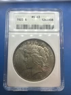 1923 Peace Dollar ANACS MS63 Soapbox Old Holder Silver 🔥 (P638)