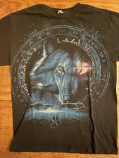 VTG Wolves Native American Dream Catcher Mens Black Graphic T-Shirt Medium