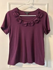 Women's Short Sleeve Burgundy Wine DESIGNERS ORIGINALS Round Neck Top PM