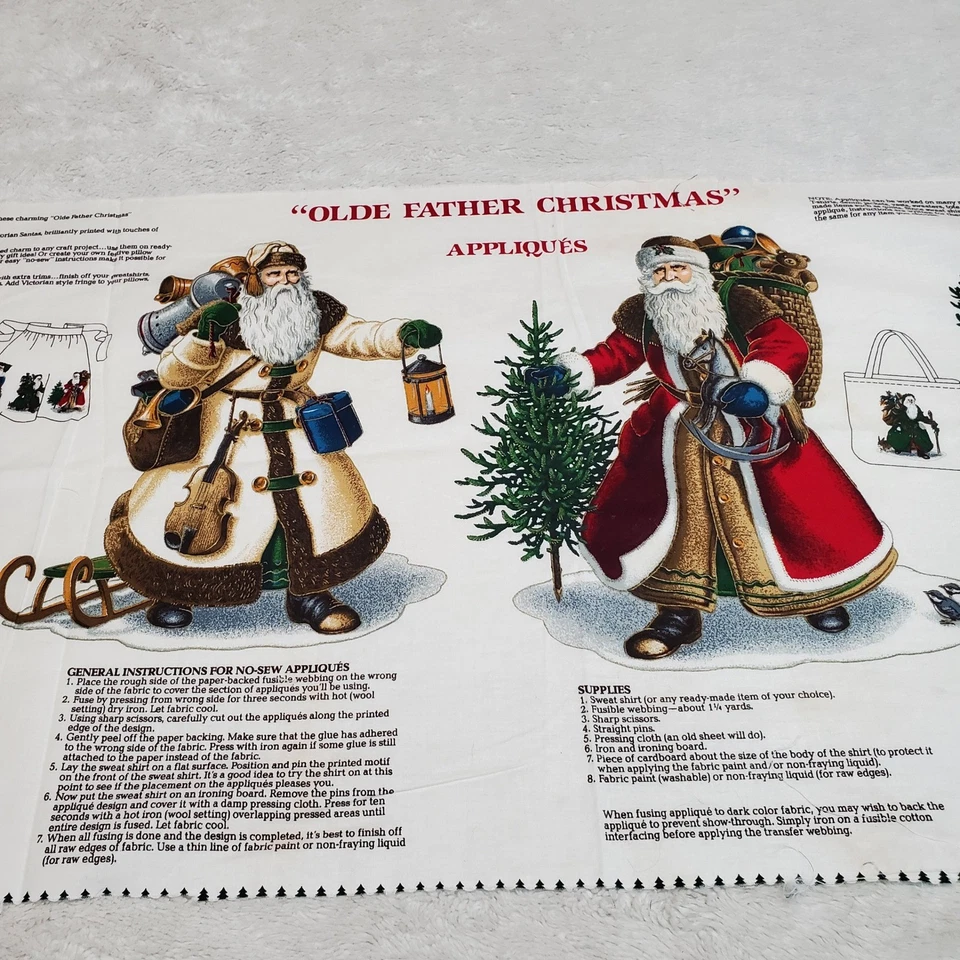 Vintage Cranston Santa Father Christmas Applique Craft Fabric Wearable Art Panel - Image 3 of 4