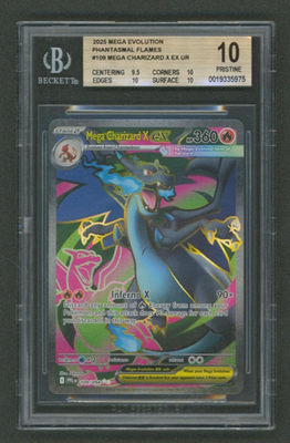 #ad Mega Charizard Ex #109 094 Ultra BGS 10 Pristine 2025 Pokemon Phantasmal Flame $590.00