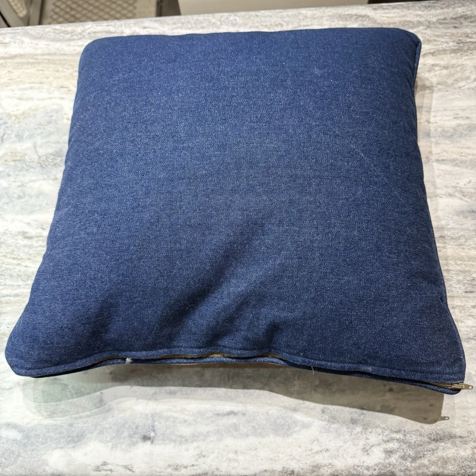 "ALMOHADA POLO BEAR RALPH LAUREN PLUMÓN DE GANSO VINTAGE EE. UU. 18""x18"" AZUL ESPALDA EE. UU." Foto 4 de 4