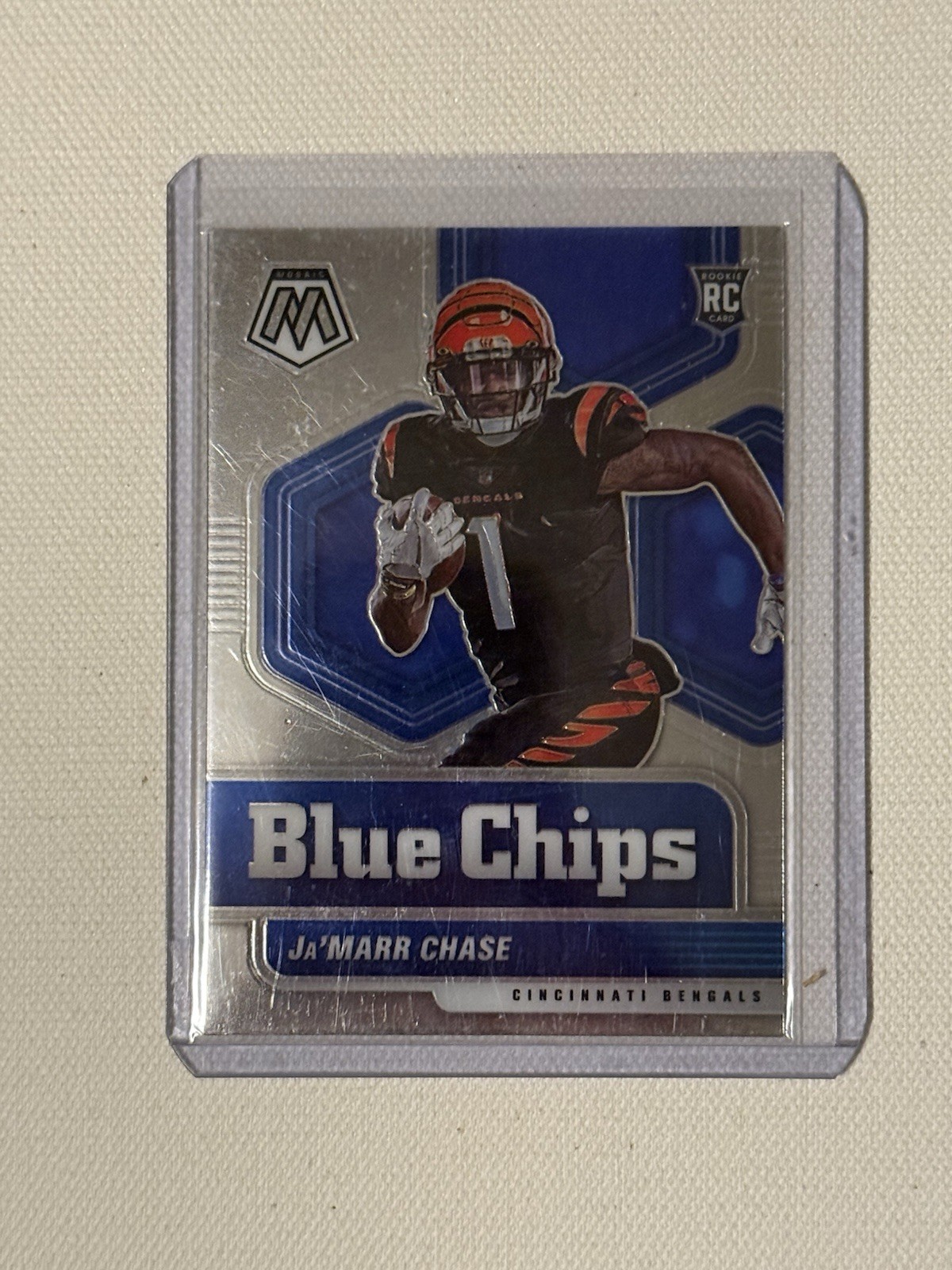 Ja’Marr Chase Rookie Card 2021 Panini - Mosaic Football Blue Chips Bengals #7