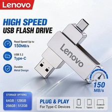 Lenovo USB 3.2 Type C Flash Drive 1TB 512GB Metal High Speed Memory Stick
