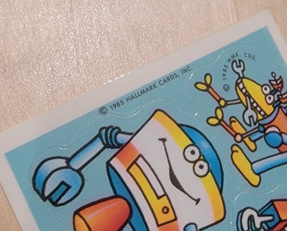 Vintage 1985 80's Hallmark Cards Inc ROBOT Mini Sticker Sheet RARE! - Image 3 of 4