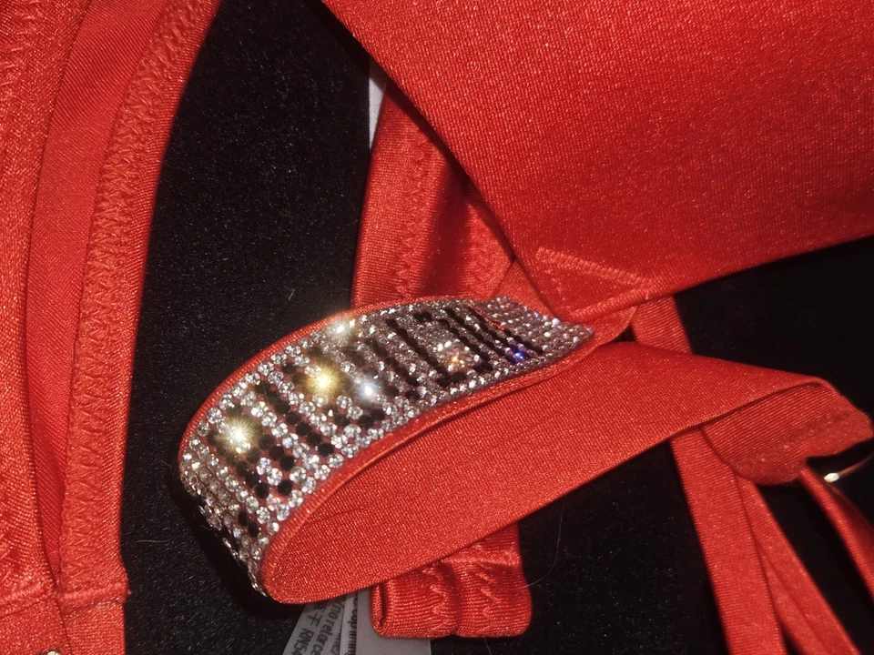 Sexy Bikini de Natación Malvado Victorias Secret Rojo Brillo Correa Logo ¡NUEVO! TOP & BOTTOM Foto 2 de 4