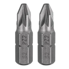 2pcs PZ2 Magnetic Pozi Screwdriver Bit 1/4" Hex Shank 1" Length Industrial Bit
