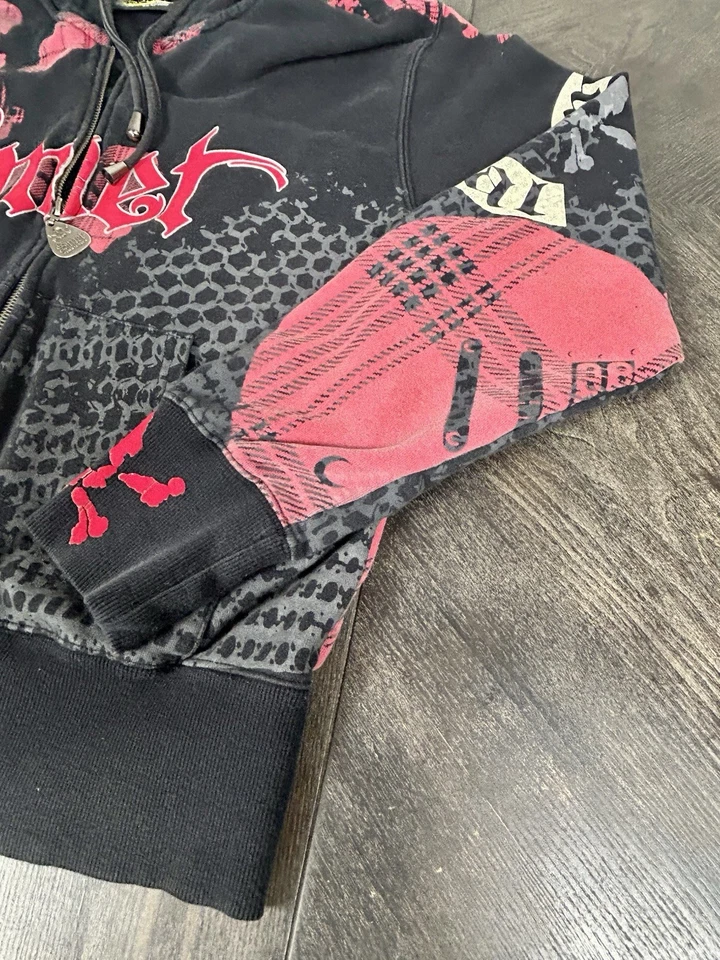 Sudadera con Capucha Vintage Smet Christian Audigier Gráfica Cremallera Talla Pequeña Streetwear Grunge Foto 2 de 4