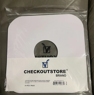 CheckOutStore Paper Record With Hole for 12" Vinyl 33 RPM (25 Inner Sleeves)