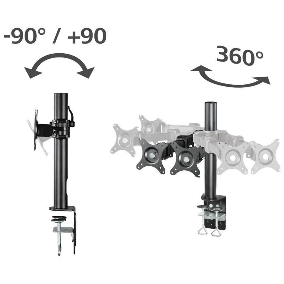 Hama Dual Monitor-Arm 21" 23" 24" 26" Schwenkarm Tisch-Halterung Doppel-Halter - Bild 2 von 4