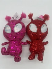 New Way to Celebrate Sparkly Disco Ball Aliens Red&Pink 9” Plush Soft FreeS&H