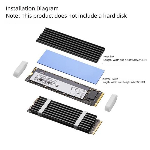 2Pcs For M.2 2280 Nvme SSD Heatsink Cooler SSD Thermal Pad Thermal Black/Gold - Afbeelding 4 van 10