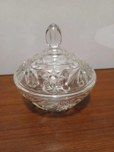 Vtg Anchor Hocking Star Of David Clear Cut Candy Dish