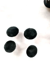 12  BLACK GERMAN COTTON VELVET COVERED 5/8 inch ROUND METAL SHANK BUTTONS COV7