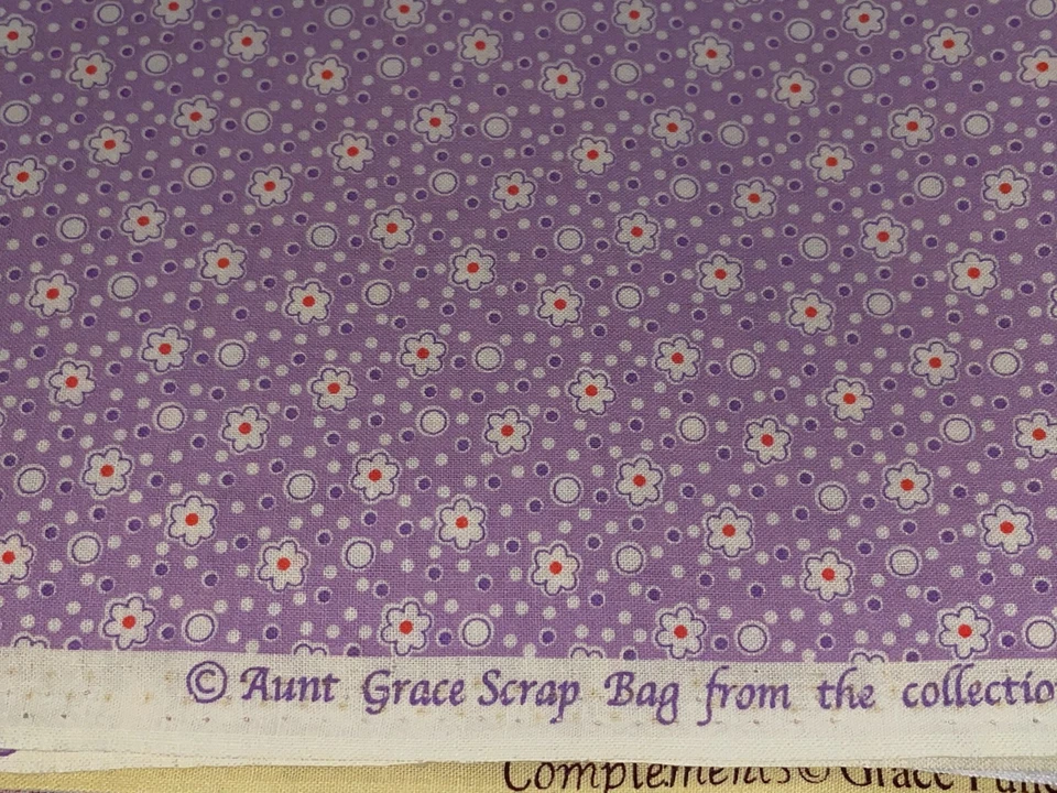 By 1/2 Yd Aunt Grace Scrap Bag Judie Rothermel Marcus Floral Purple Daisy 2006 - Image 2 of 4