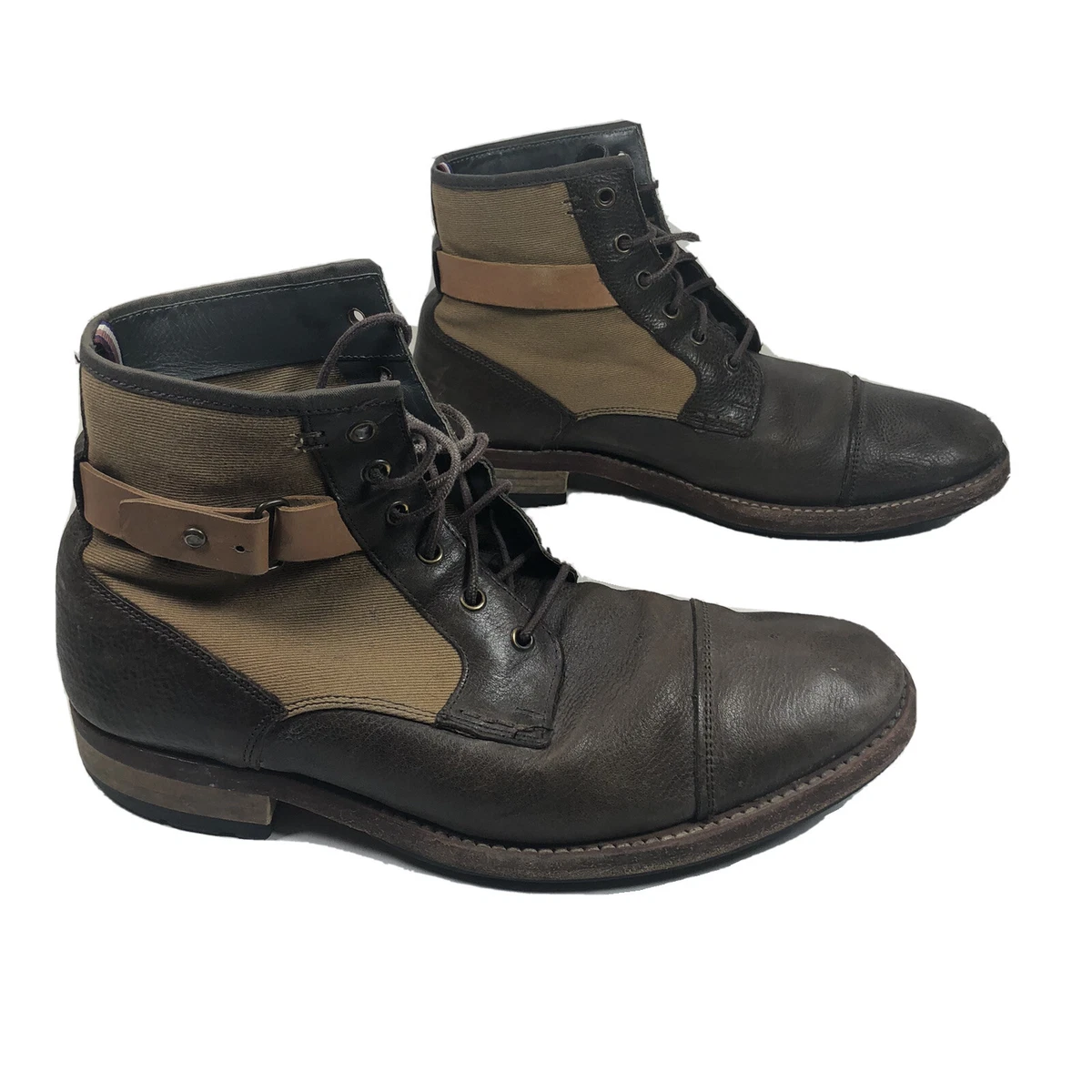 TED BAKER Men s Ruulen Brown Lace Ankle Leather Boots Sz 9 US