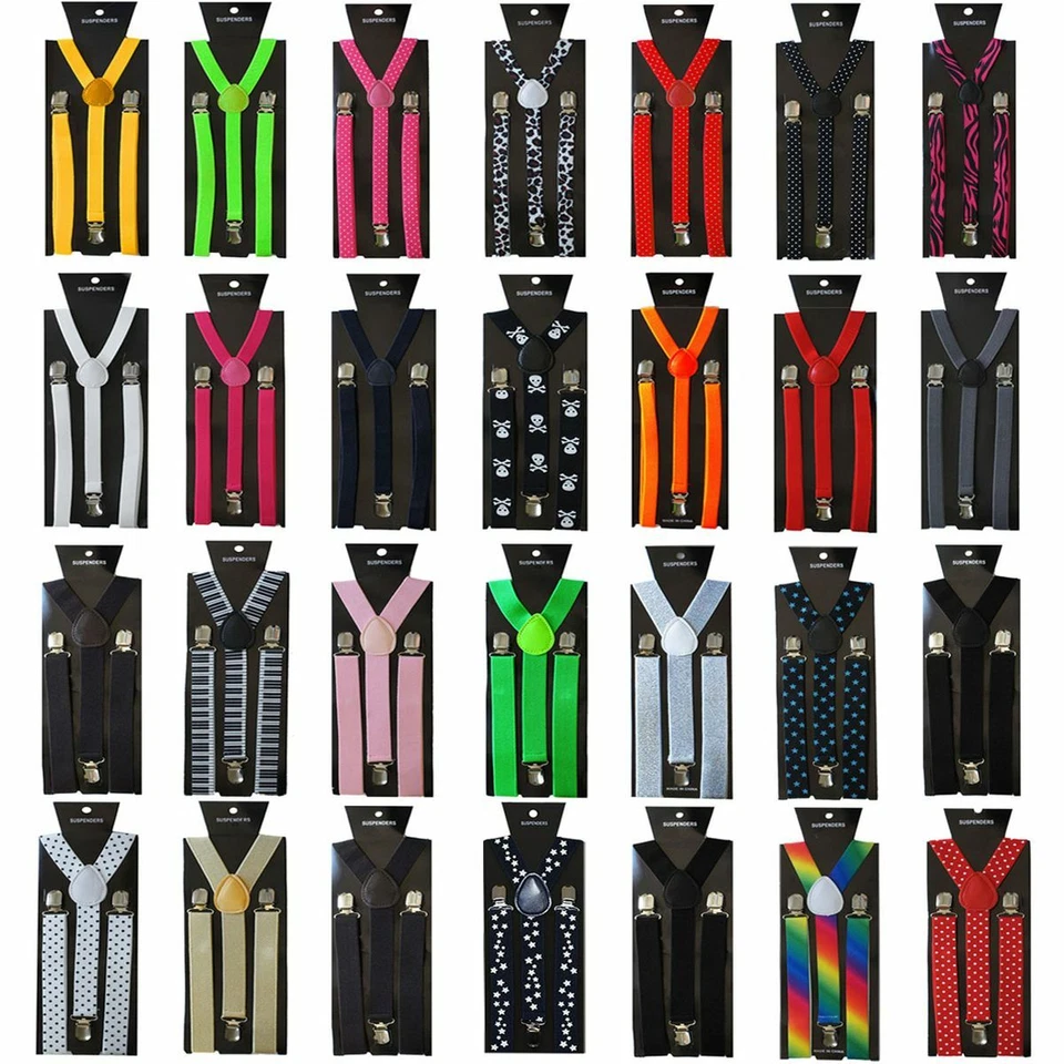 Hosenträger unifarben Muster Damen Herren neon weiß schwarz Y-Form - Bild 1 von 1