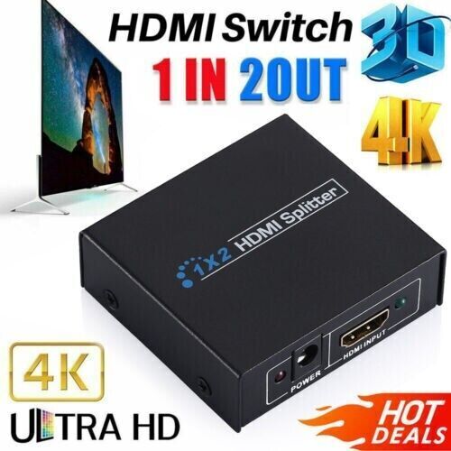 HDMI Splitter 1 in 2 out Umschalter Verteiler Switch Adapter Full HD 4K 1080P 3D