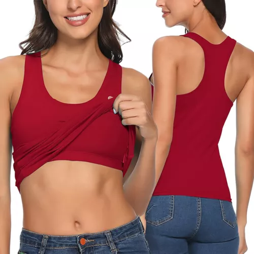 Camisole with Built in Bra Women Tank Tops Padded Bra Vest Undershirt Sleeveless - Picture 32 of 43