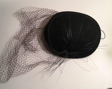 Vintage Black net and feather 100 wool fascinator by Lancaster