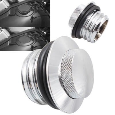 Pop-up Tank Gas Cap Chrome Silver Vented Flush Mount Fuel Filler Cap for Harley
