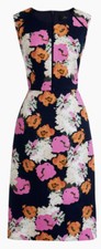 J. Crew Portfolio Petunia Print Dress in Elenore Floral in Navy SZ 8 Petite