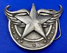 Winged Star Lucky Horseshoe Fine Pewter 2004 Great American Products Belt Buckle