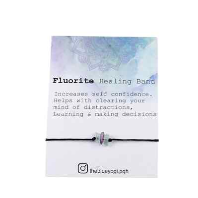 Raw Fluorite Gemstone Healing Band with an Affirmation - Casual, Boho, Chic