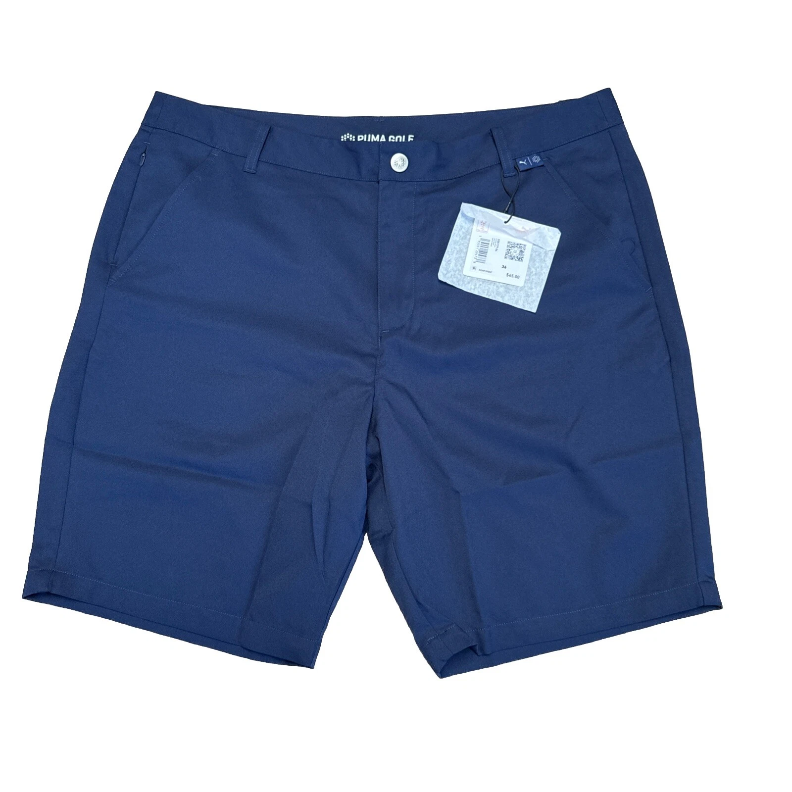 Puma Golf Men's High Rise Flat Front Camino Shorts - Size 36 - Navy Blue
