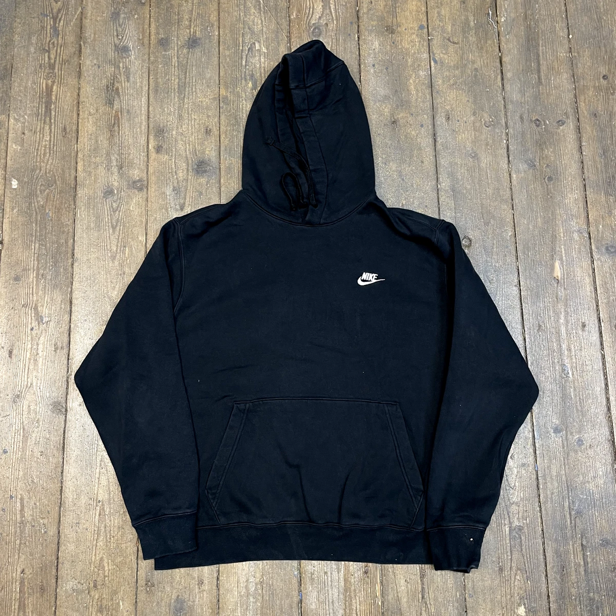 Nike Hoodie Small Swoosh Y2K Pull Over Sports Sweatshirt Black