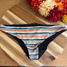 PrAna Womens Gemma Reversible Swim Bottom XTRA-SMALL in Water Stripe UPF50 