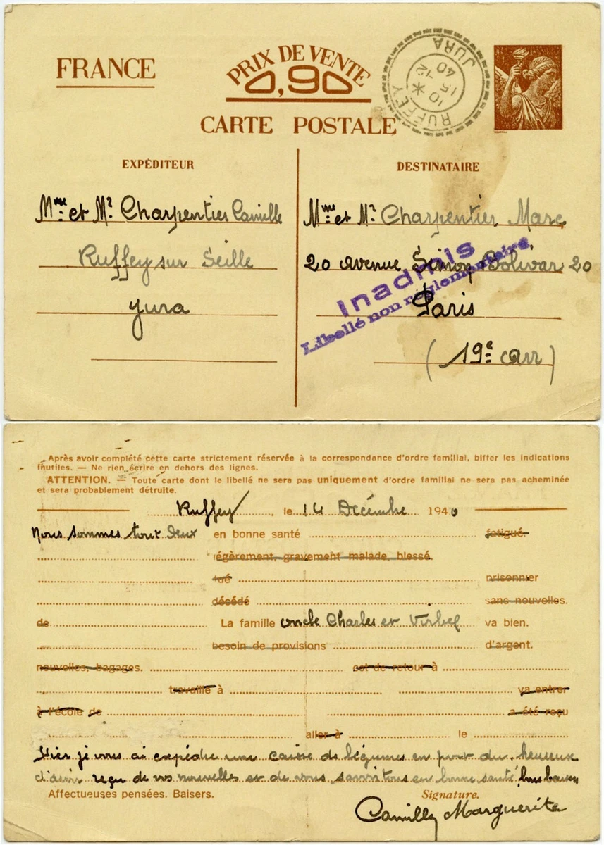 French WWII Postal Card, Stationery Stamps for sale | eBay