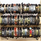 Wholesale lots 30pcs Mixed Styles Vintage Alloy leather Cuff Bracelets Jewelry