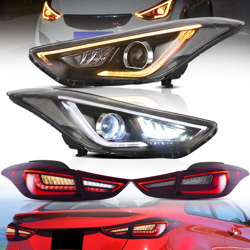 4PCS VLAND LED Headlights & Red Tail Lights For 2011-2015 2016 Hyundai Elantra - Picture 1 of 18