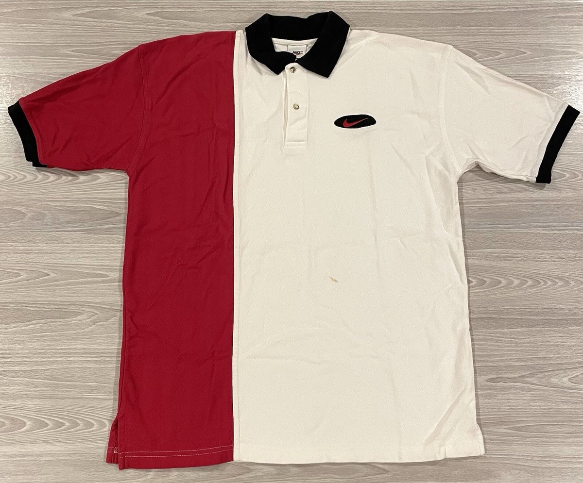 Vintage 90s Nike Polo Shirt Red White Tag SpellOut Logo Vintage 90s Nike Polo Shirt Red White Tag SpellOut Logo