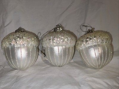 Goodwill Weihnachten Christbaumkugel Glaskugel Eichel weiß silber neuwertig