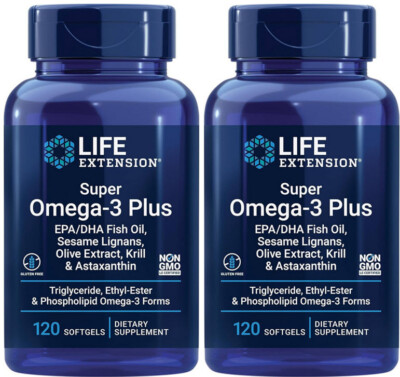 SUPER OMEGA-3 PLUS EPA/DHA FISH OIL Olive Extract KRILL 240 Sgel LIFE EXTENSION