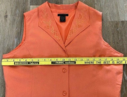 ANNE CARSON Women's L Silk Top Shirt Sleeveless Embroidered Embellished Lined - Picture 7 of 11