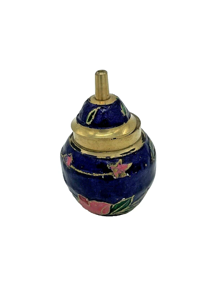 Blau Samt Box 5er Set Cloisonne Ingwer Glas Mini Blumen Urne 2,5" mit Deckel - Bild 4 von 4